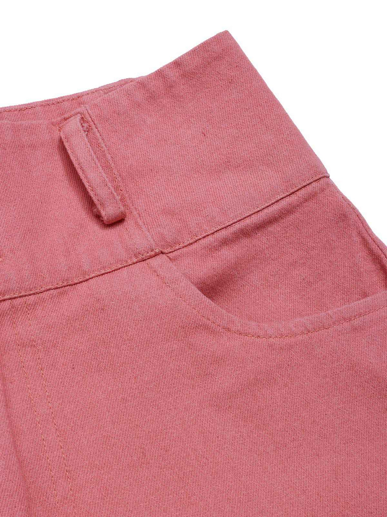 Pink 1950s Cotton Rose Button Pants - vintage fashion, retro style