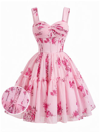 [Pre-Sale] Pink 1950s Floral Vintage Classic Dress