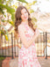 Pink 1950s Floral V-Neck Dress: where 1950s romance meets her modern spirit