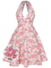 She slips into this Pink 1950s Floral V-Neck Dress and suddenly it's a 1950s daydream