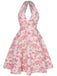 Pink 1950s Floral V-Neck Dress: where 1950s romance meets her modern spirit