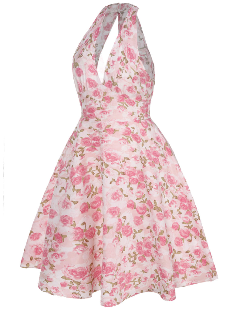 This Pink 1950s Floral V-Neck Dress wraps her in 1950s elegance, one twirl at a time