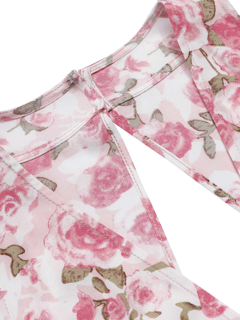 Pink 1950s Floral V-Neck Dress — a 1950s silhouette that turns sidewalks into runways