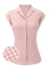 Pink 1950s Gingham Plaid Lapel Shirt: timeless style reimagined