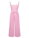 Pink 1950s Gingham Plaid Suspender Jumpsuit, vintage romper, retro jumpsuit - perfect for women who love vintage and retro fashion