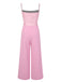 Pink 1950s Gingham Plaid Suspender Jumpsuit, vintage romper, retro jumpsuit - perfect for women who love vintage and retro fashion