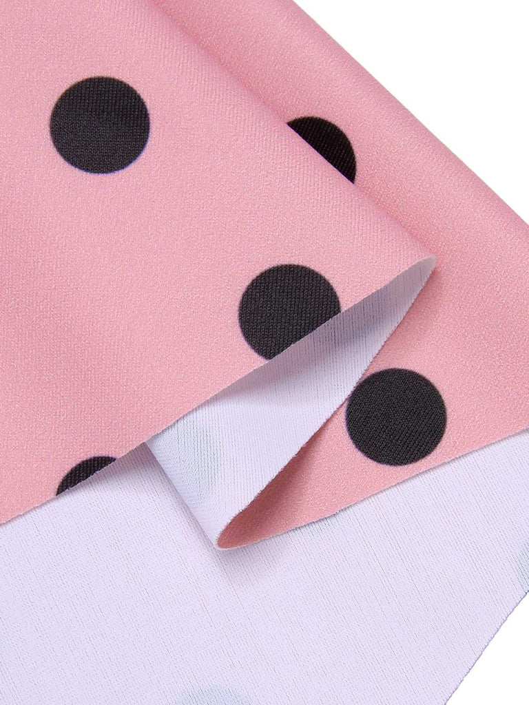 Pink 1950s Halter Polka Dots One-Piece Swimsuit: 1950s Riviera elegance, reimagined for her