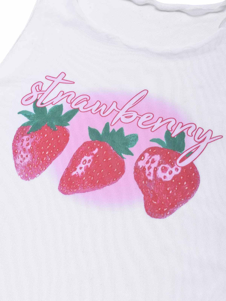 [Pre-Sale] Pink 1950s Halter Smocked Bikini Set & Strawberry Cover Top - vintage top, retro blouse for vintage lovers