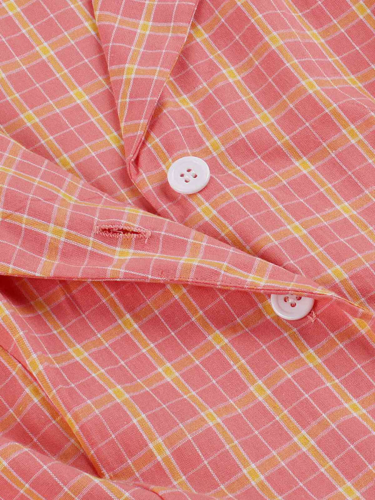 Pink 1950s Plaid Buttoned Lapel Belted Dress — a 1950s silhouette that turns sidewalks into runways