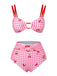 Pink 1950s Plaid & Cherry Strap Swimsuit, vintage swimsuit, pin-up swimwear - perfect for women who love vintage and retro fashion