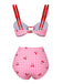 Pink 1950s Plaid & Cherry Strap Swimsuit, vintage swimsuit, pin-up swimwear - perfect for women who love vintage and retro fashion