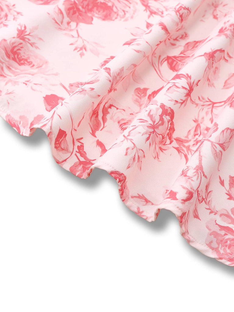 Pink 1950s Roses Sweetheart Neck Swing Dress - vintage dress, retro fashion, rockabilly