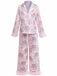 Pink 1950s Santa Print Fur Trim Pajama Set - vintage fashion, retro style