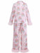 Pink 1950s Santa Print Fur Trim Pajama Set - vintage fashion, retro style