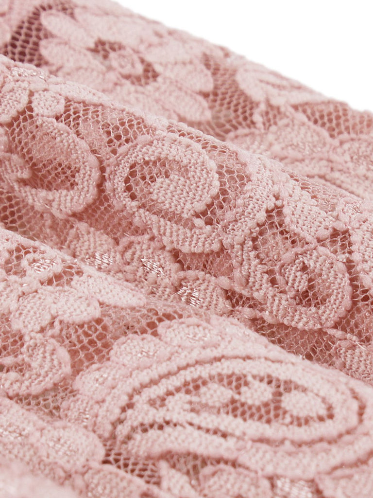 Pink 1950s Solid Lace Heart Collar Dress — the kind of 1950s dress that makes strangers smile