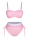 Pink 1950s Spaghetti Strap Heart Plaids Swimsuit: 1950s Riviera elegance, reimagined for her