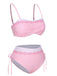 This Pink 1950s Spaghetti Strap Heart Plaids Swimsuit carries 1950s vacation dreams in every stitch