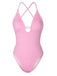 She's wearing Pink 1950s Spaghetti Strap High-Leg Solid Swimsuit and the whole beach remembers the 1950s