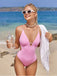 Pink 1950s Spaghetti Strap High-Leg Solid Swimsuit: 1950s Riviera elegance, reimagined for her