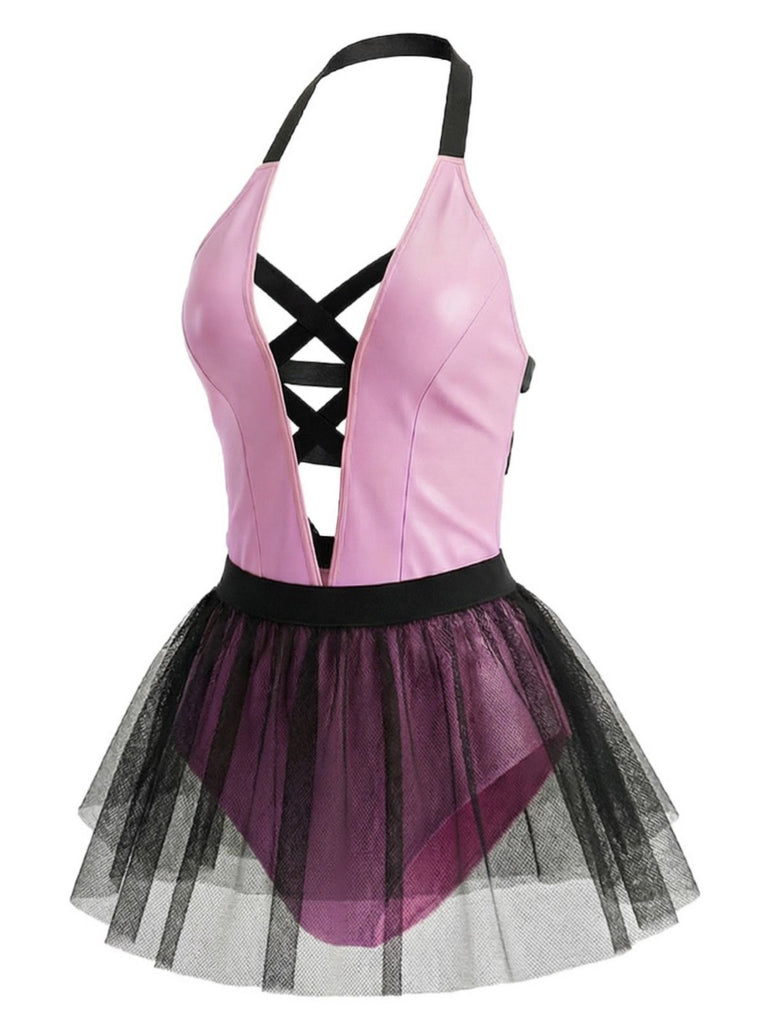 Pink 1950s Strappy Tulle Bunny Costume Set - vintage fashion, retro style