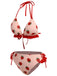 Pink 1950s Strawberry Lace-Up Halter Swimsuit, vintage swimsuit, pin-up swimwear - perfect for women who love vintage and retro fashion