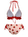 Pink 1950s Strawberry Lace-Up Halter Swimsuit, vintage swimsuit, pin-up swimwear - perfect for women who love vintage and retro fashion