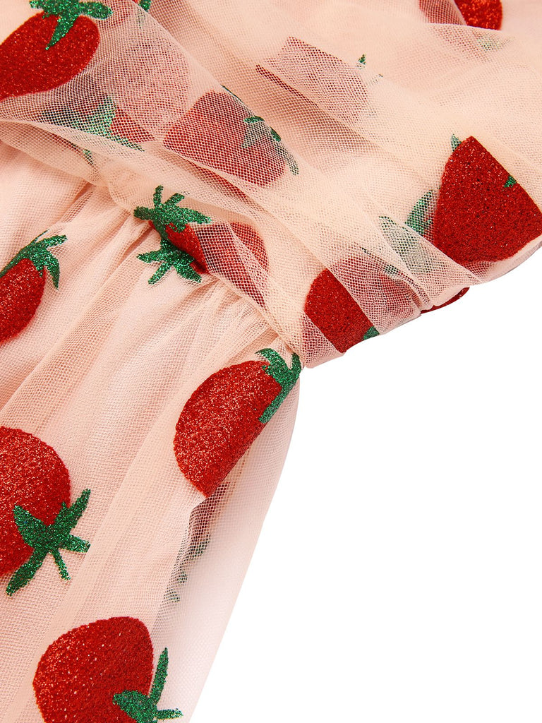 Pink 1950s Strawberry Mesh Swing Dress — vintage elegance for the modern woman