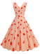 Pink 1950s Strawberry Sleeveless Swing Dress: where 1950s romance meets her modern spirit