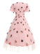 Pink 1950s V-Neck Strawberry Mesh Swing Dress: where 1950s romance meets her modern spirit