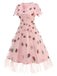 This Pink 1950s V-Neck Strawberry Mesh Swing Dress wraps her in 1950s elegance, one twirl at a time