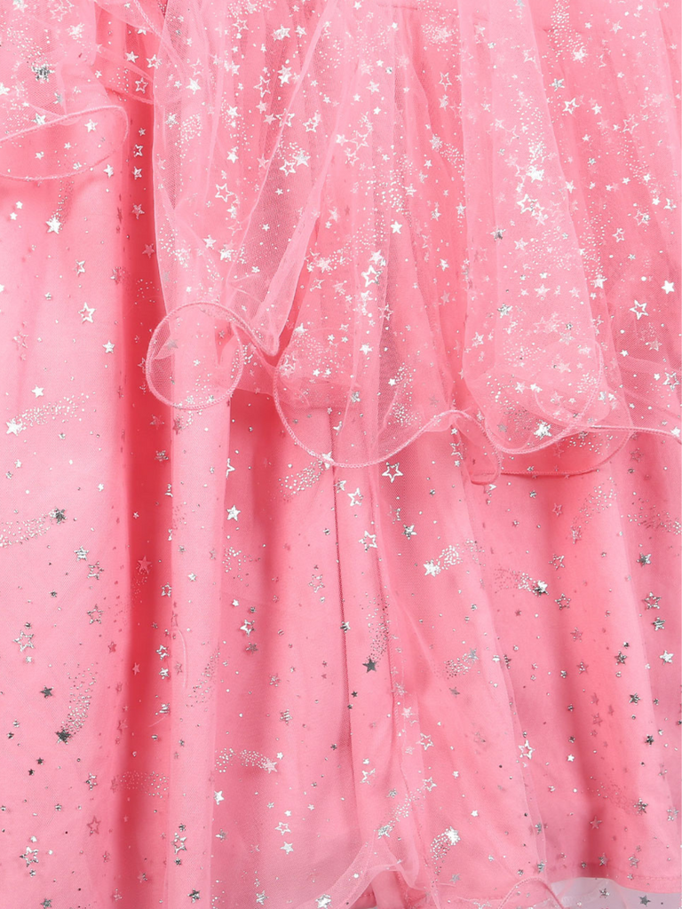 This Pink 1950s Wicked Glitter Mesh Swing Dress wraps her in 1950s elegance, one twirl at a time