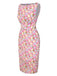 Pink 1960s Boat Neck Floral Bodycon Dress - vintage dress, retro fashion