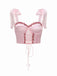 Pink 1960s Floral Lace Herringbone Top - vintage fashion, retro style