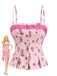 Pink 1960s Floral Lace Patchwork Pleated Camisole - vintage fashion, retro style