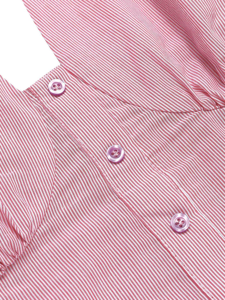 Pink 1960s Halter Stripes Slit Dress: where 1960s romance meets her modern spirit