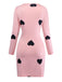 Pink 1960s Heart Round Neck Bodycon Dress - vintage dress, retro fashion