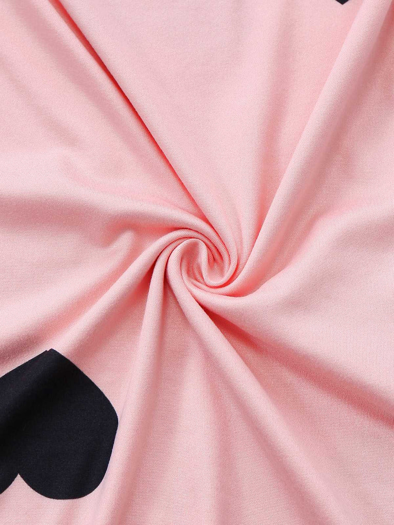 Pink 1960s Heart Round Neck Bodycon Dress - vintage dress, retro fashion