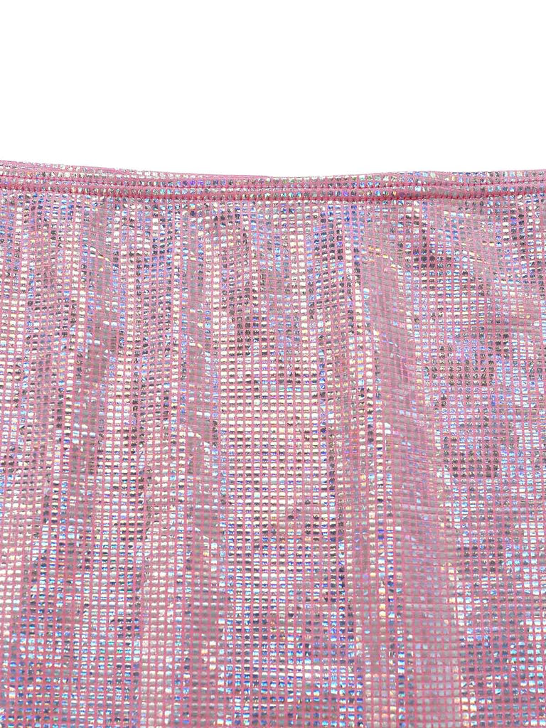 Pink 1960s Sequin Metallic Halter Two Piece Skirt Set, vintage skirt, retro style - perfect for women who love vintage and retro fashion