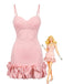 Pink 1960s Spaghetti Strap Ruffle Hem Dress - vintage dress, retro fashion for vintage lovers