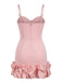 Pink 1960s Spaghetti Strap Ruffle Hem Dress - vintage dress, retro fashion for vintage lovers