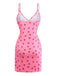 Pink 1960s Strawberry Deep V-Neck Mini Dress - vintage dress, retro fashion