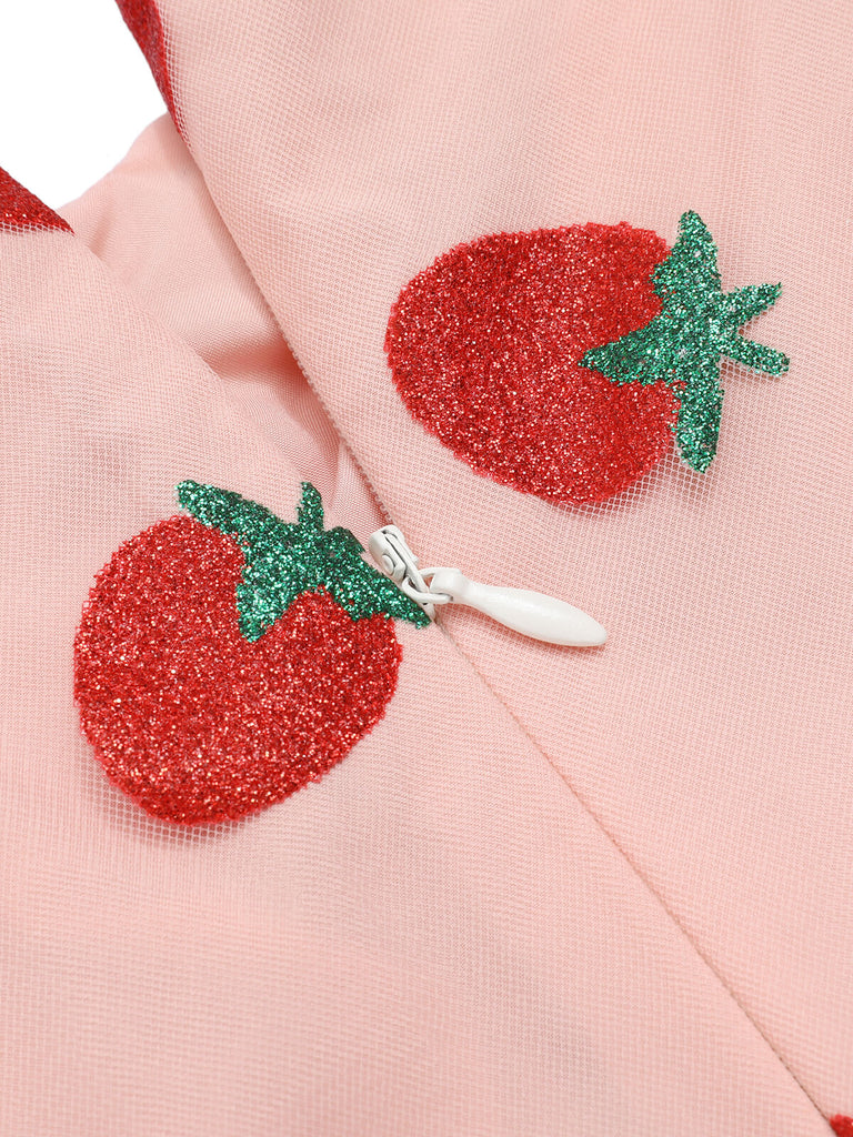 Pink 1960s Strawberry Drawstring Strap Pencil Dress, vintage dress, retro fashion - perfect for women who love vintage and retro fashion