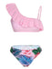 She's wearing Pink 1960s Tropical Plants Ruffles Swimsuit and the whole beach remembers the 1960s