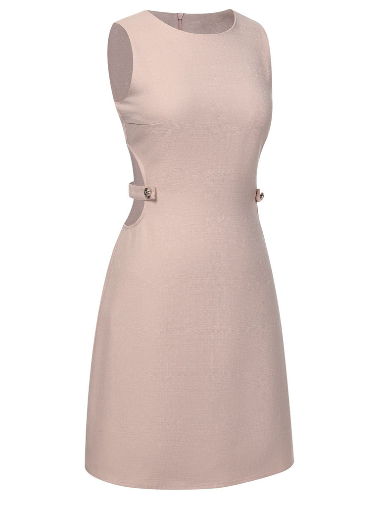 Pink 1960s Waist Hollow Out Solid Dress, vintage dress, retro fashion - perfect for women who love vintage and retro fashion