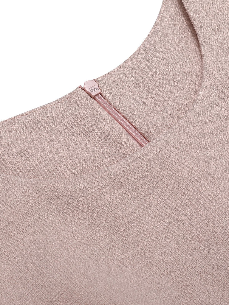 Pink 1960s Waist Hollow Out Solid Dress, vintage dress, retro fashion - perfect for women who love vintage and retro fashion
