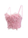 Pink 1970s 3D Floral Rhinestone Crop Top - vintage fashion, retro style