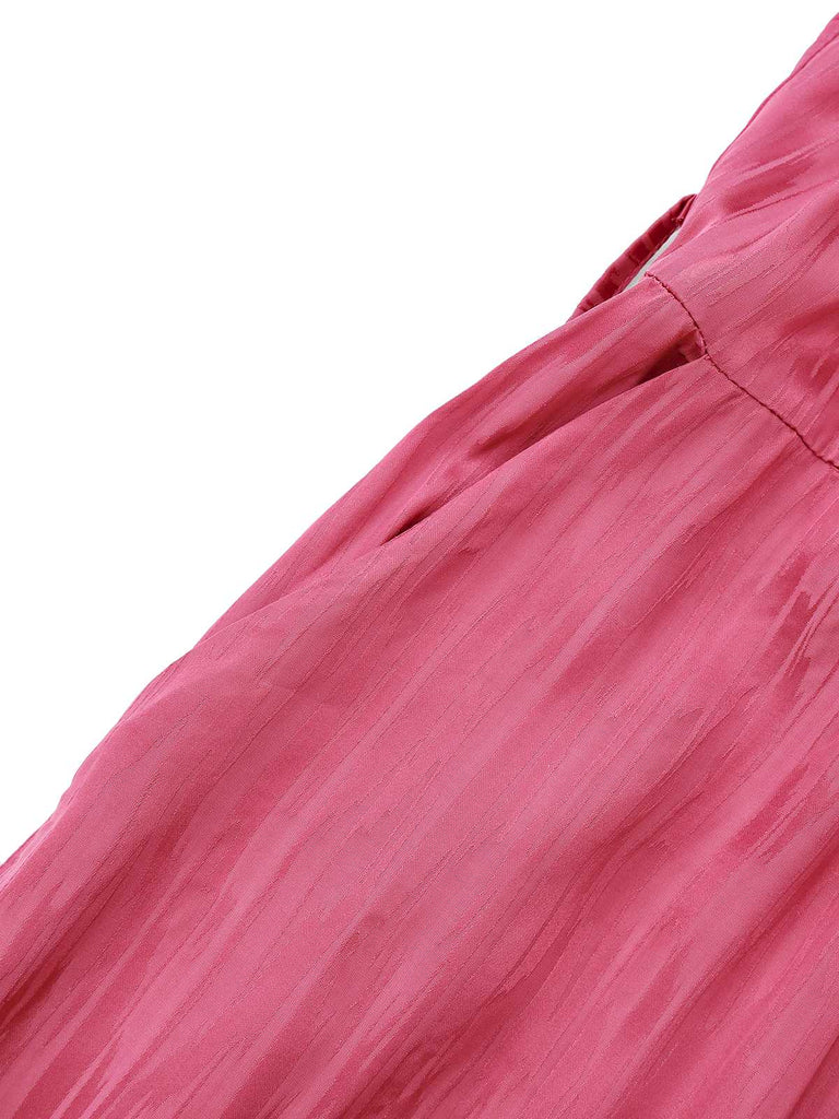 Pink 1970s Halter Lapel Satin Jumpsuit - vintage jumpsuit, retro fashion
