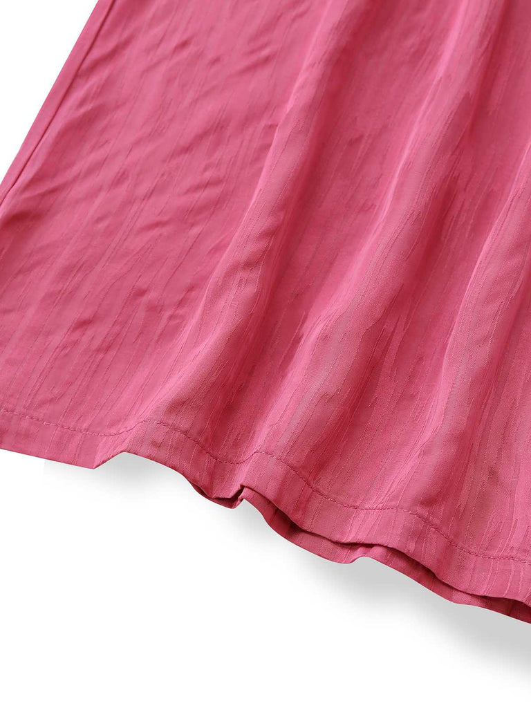Pink 1970s Halter Lapel Satin Jumpsuit - vintage jumpsuit, retro fashion