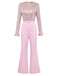 Pink 1970s Sequin Feather -Sleeve Wide-Leg Jumpsuit - vintage jumpsuit, retro fashion