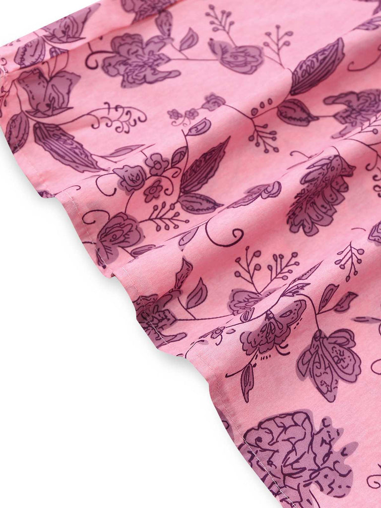 Pink 1970s Spaghetti Strap Floral Smocked Jumpsuit - vintage jumpsuit, retro fashion